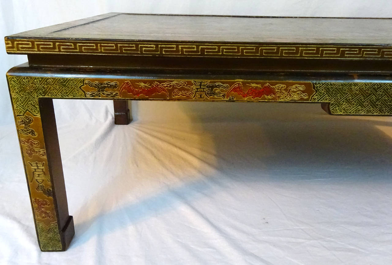 19th Century Chinese Panel Cocktail Table on Later French Base 2