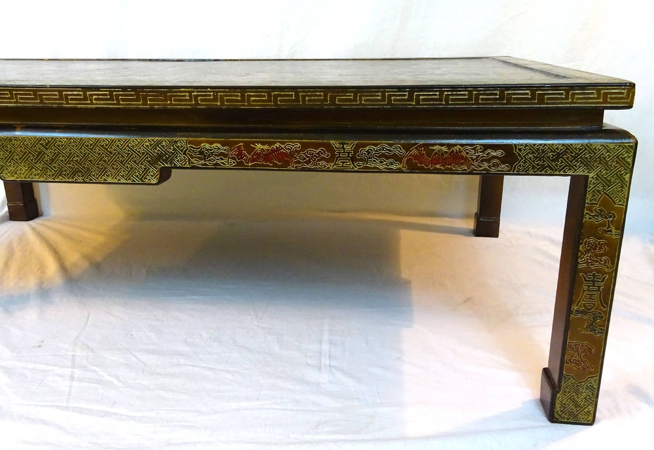 19th Century Chinese Panel Cocktail Table on Later French Base 3