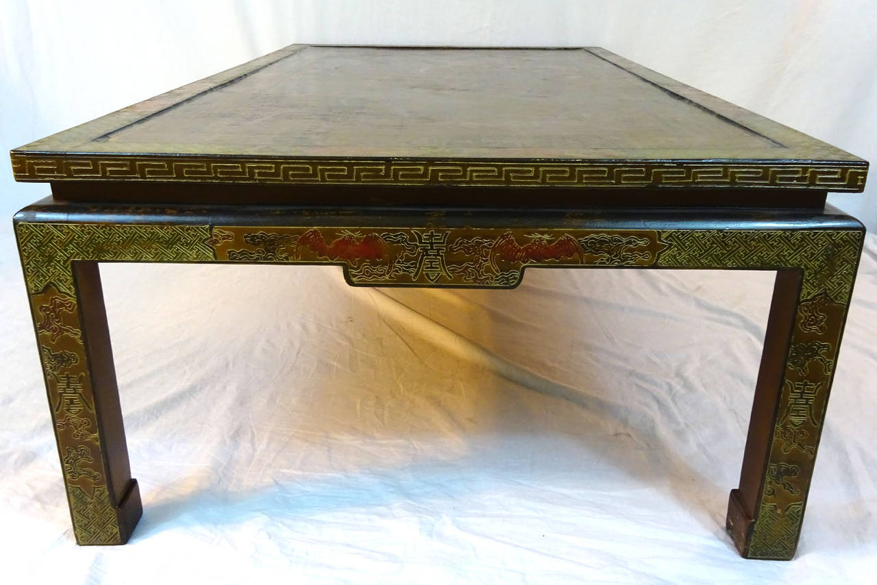 19th Century Chinese Panel Cocktail Table on Later French Base 4