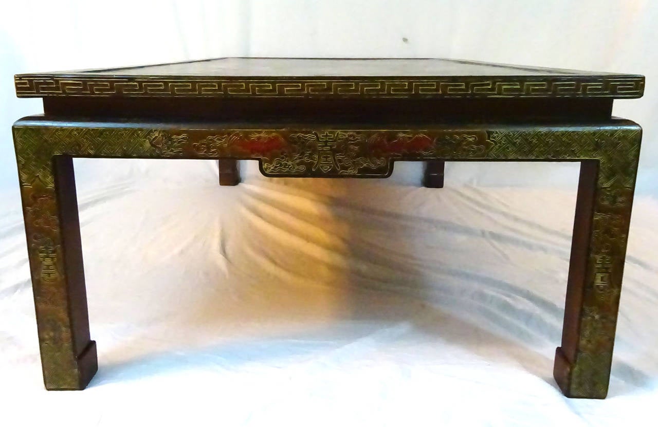 19th Century Chinese Panel Cocktail Table on Later French Base 6