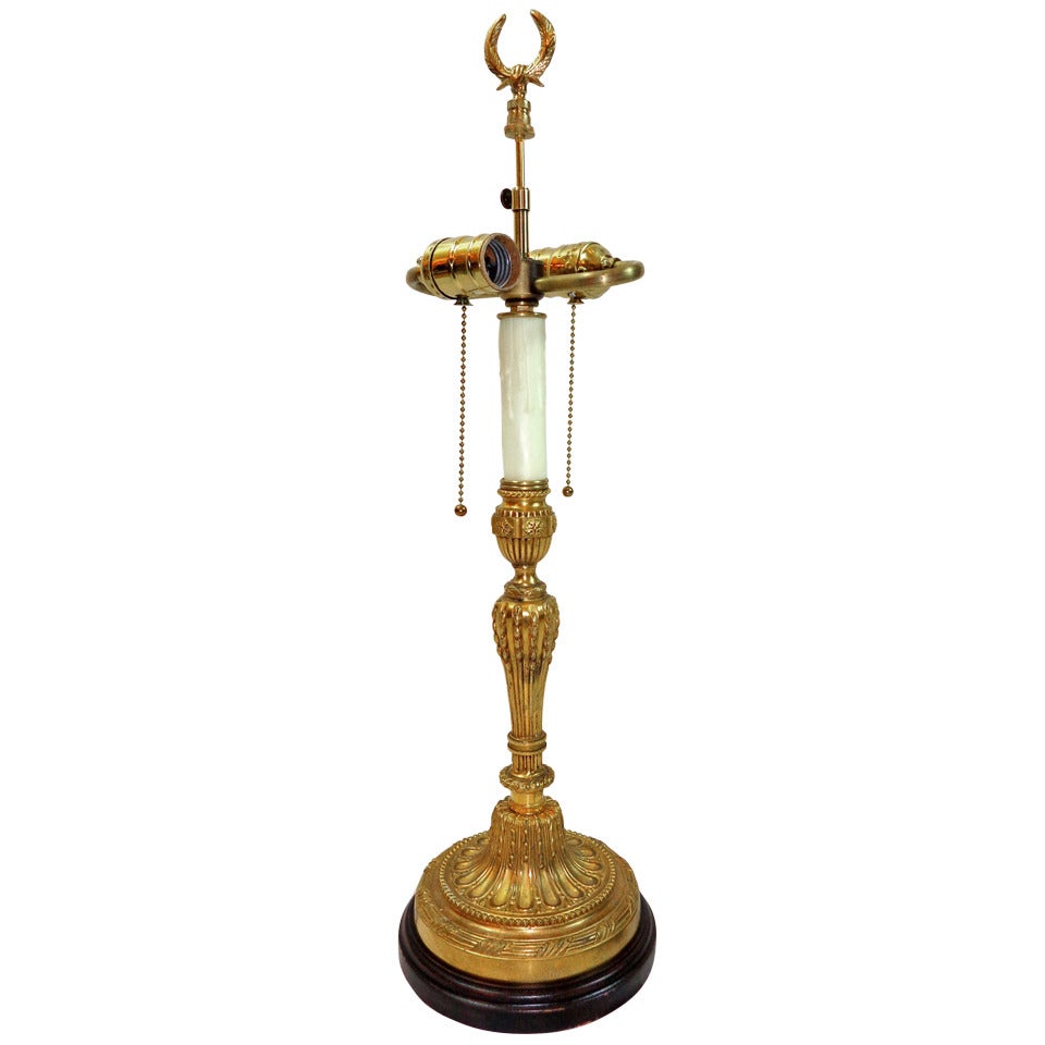 19th c. Louis XVI Style Bronze Doré Lamp For Sale
