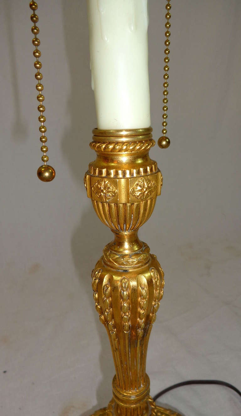 French 19th c. Louis XVI Style Bronze Doré Lamp For Sale