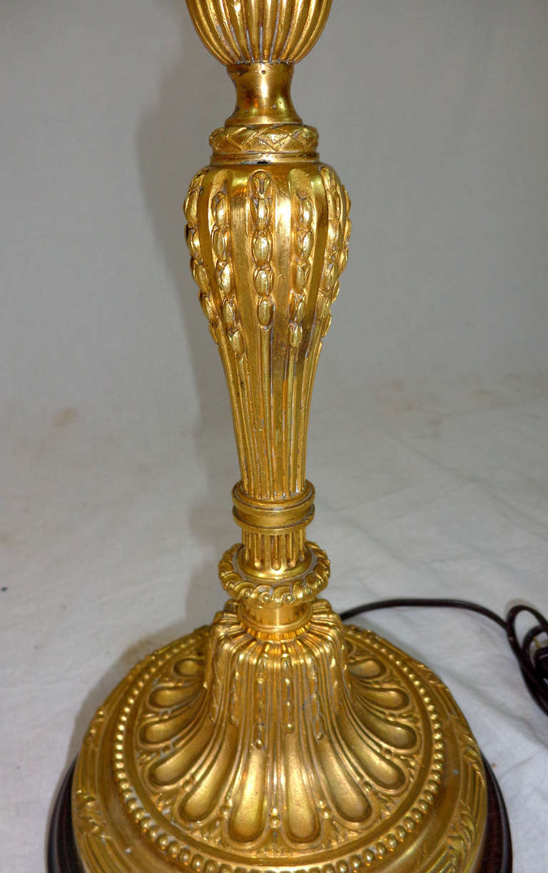 19th c. Louis XVI Style Bronze Doré Lamp In Excellent Condition For Sale In Dallas, TX