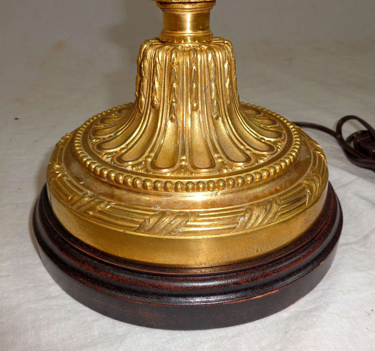 19th Century 19th c. Louis XVI Style Bronze Doré Lamp For Sale