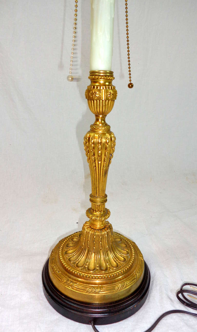 19th c. Louis XVI Style Bronze Doré Lamp For Sale 2