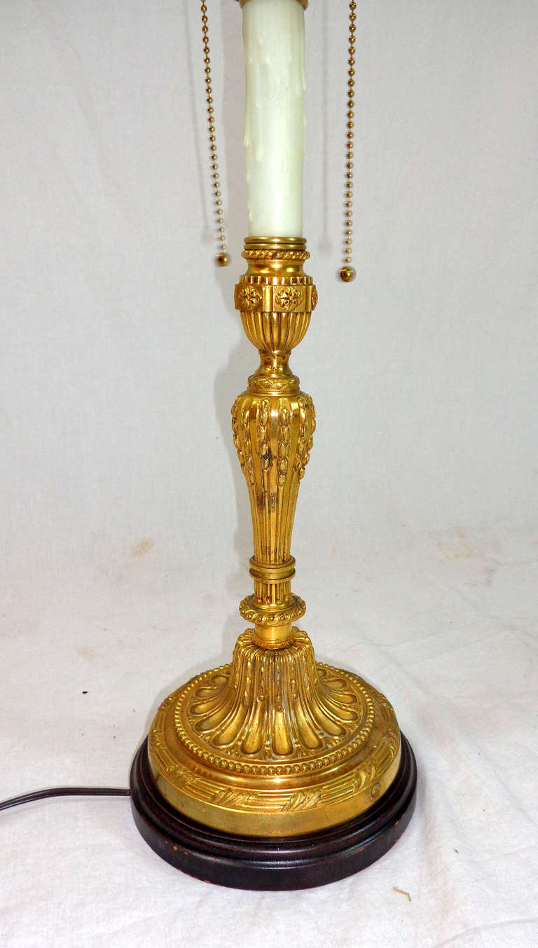 19th c. Louis XVI Style Bronze Doré Lamp For Sale 3