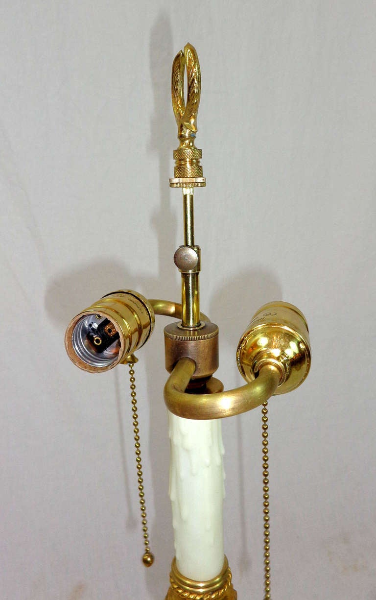 19th c. Louis XVI Style Bronze Doré Lamp For Sale 4