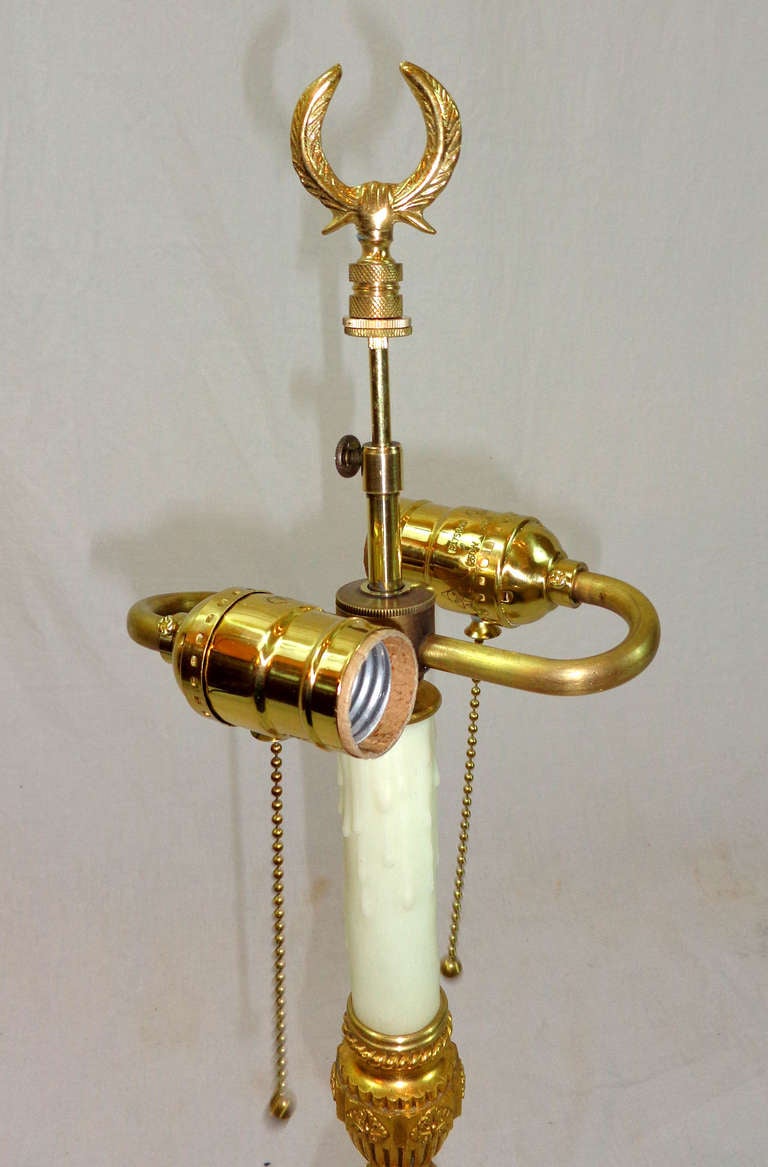19th c. Louis XVI Style Bronze Doré Lamp For Sale 5