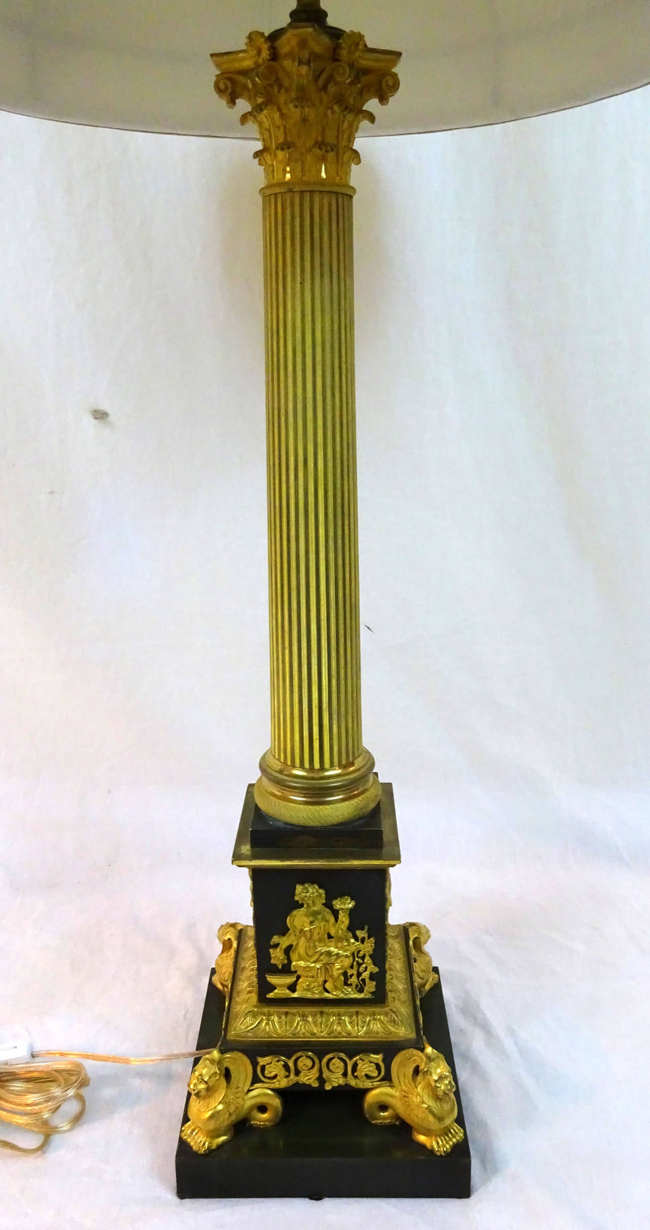 19th Century Empire Column Lamp For Sale 4