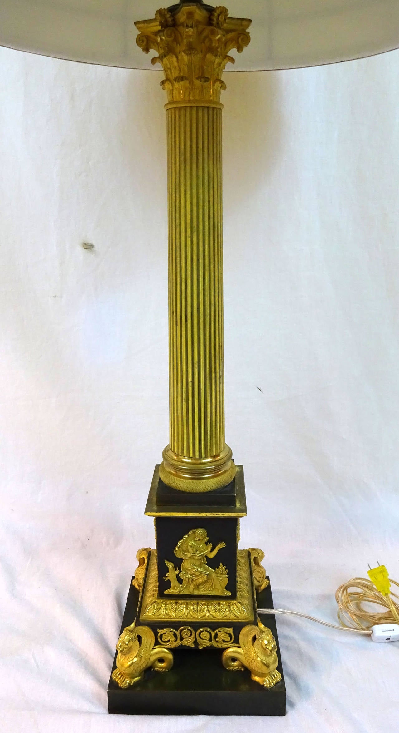 19th Century Empire Column Lamp For Sale 6