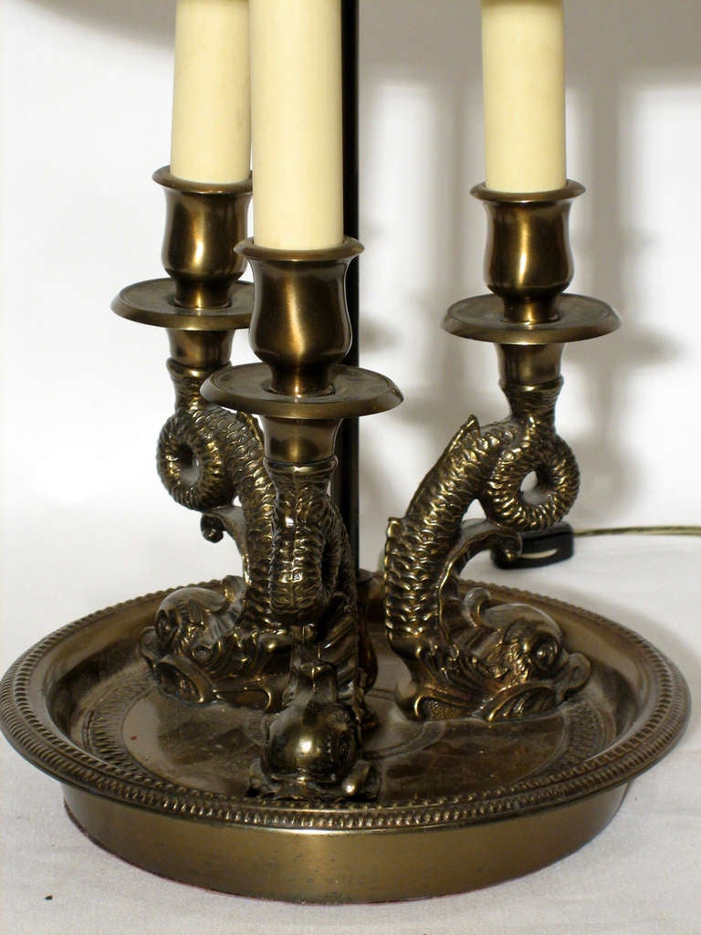 Bronze 3-Light Lamp with Dolphins 1