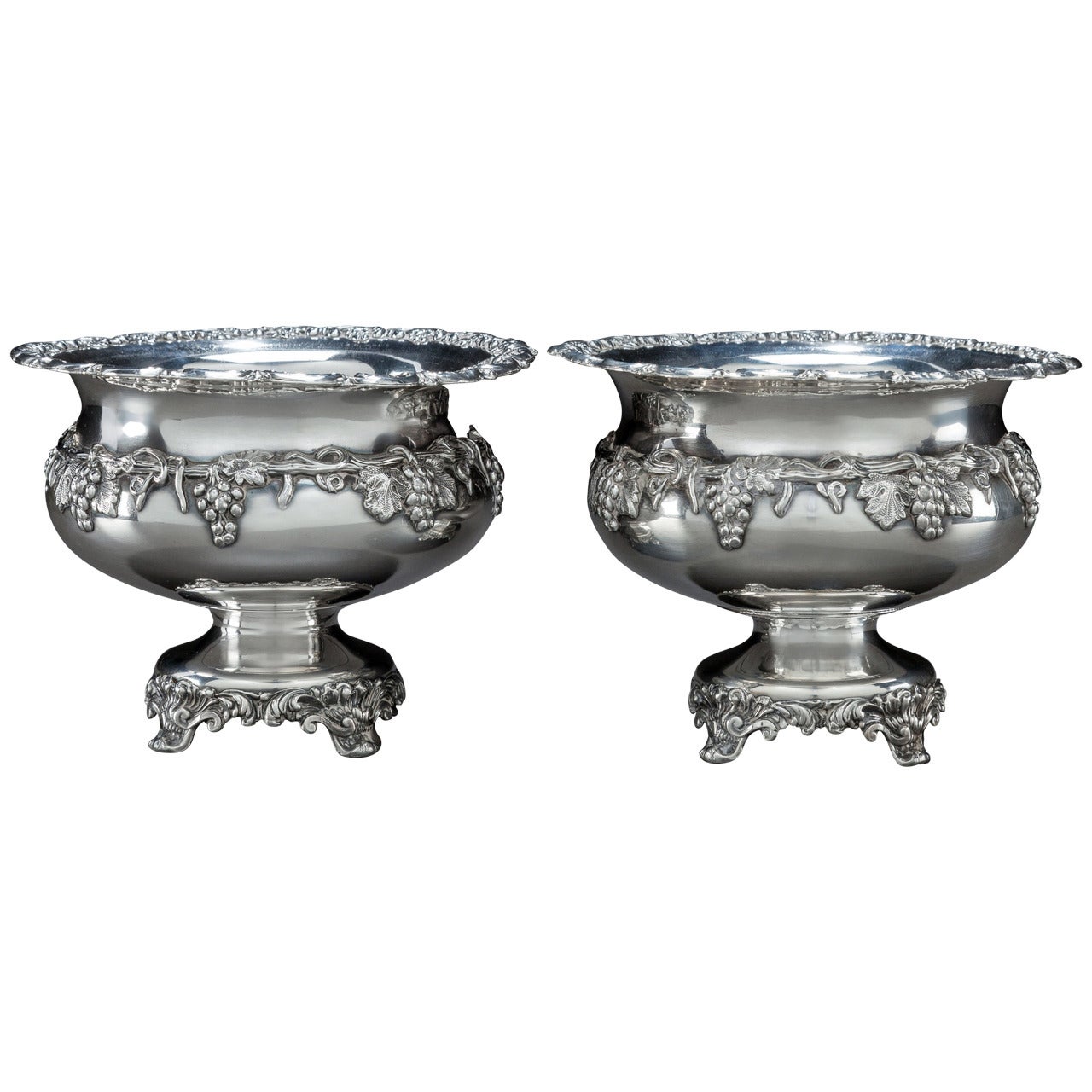 Pair of Early 20th Century French Silver Plated Compotes