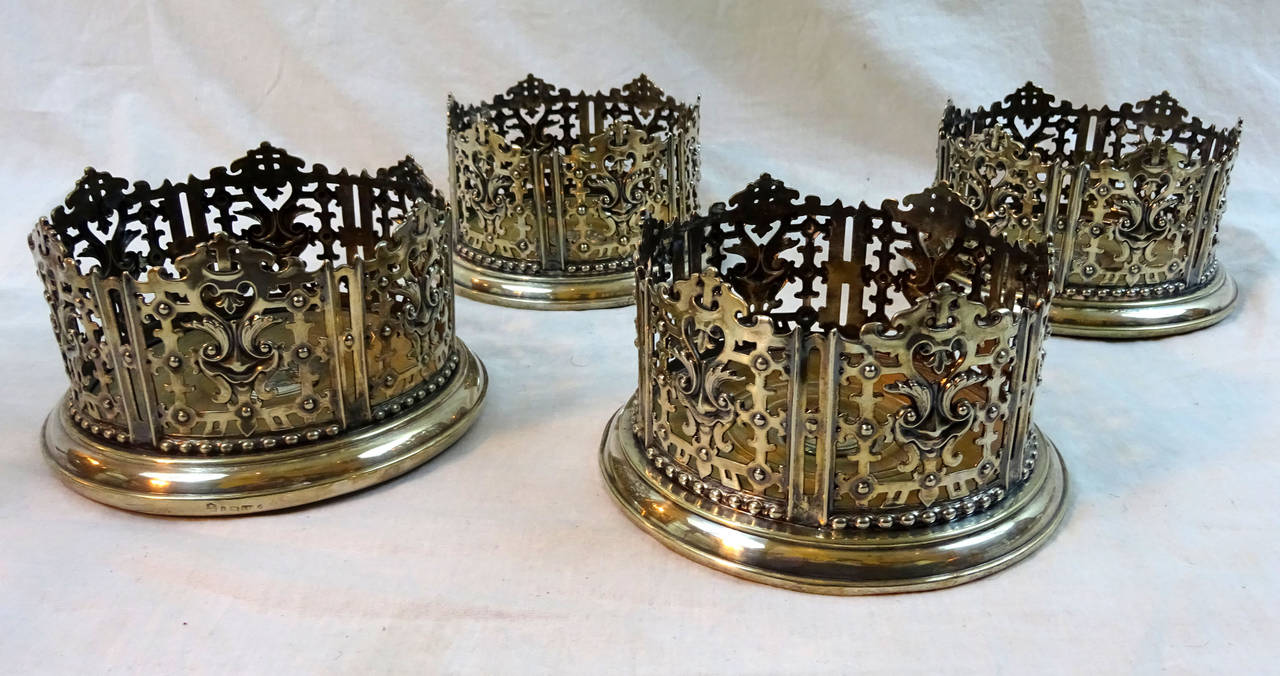 Mid-19th Century Set of Four Silver Plated Wine Coasters by Elkington & Co. 5