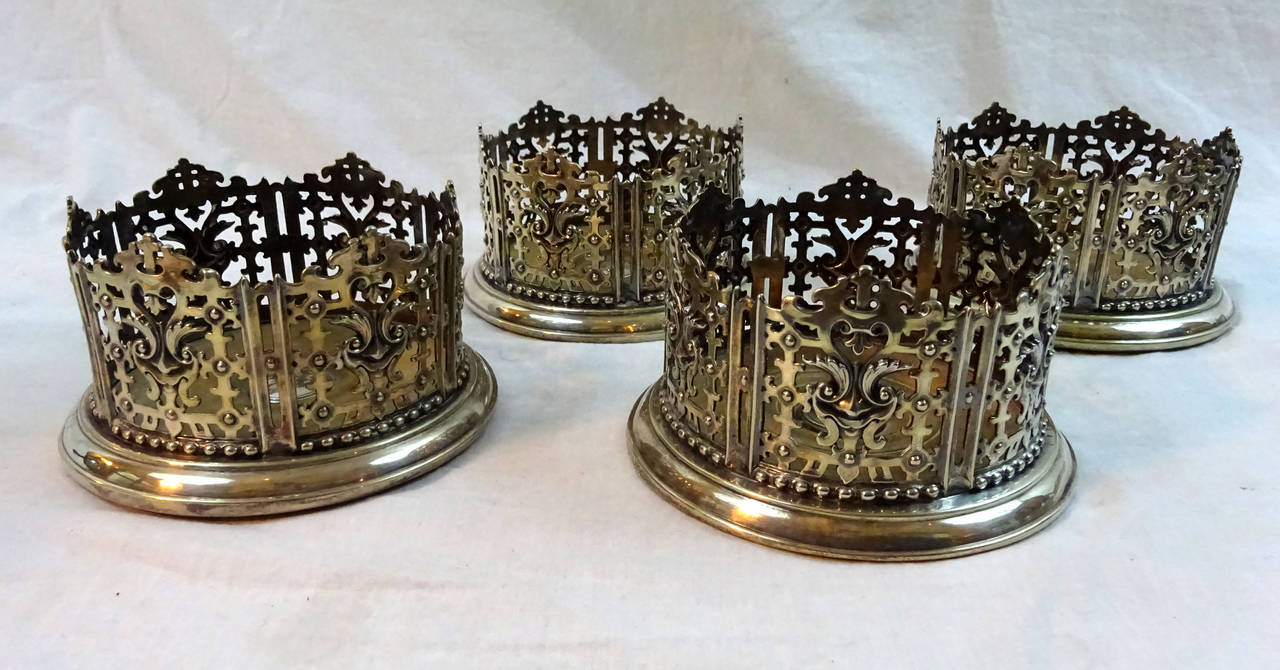 Mid-19th Century Set of Four Silver Plated Wine Coasters by Elkington & Co. 3