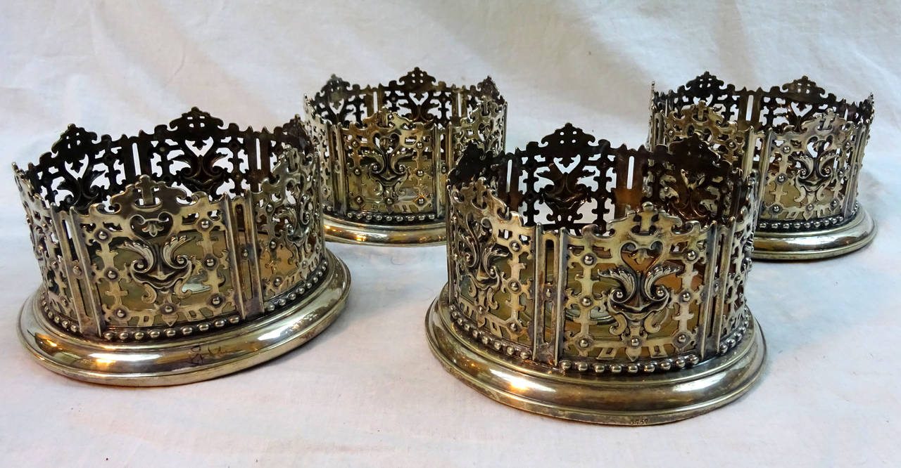 Mid-19th Century Set of Four Silver Plated Wine Coasters by Elkington & Co. 2