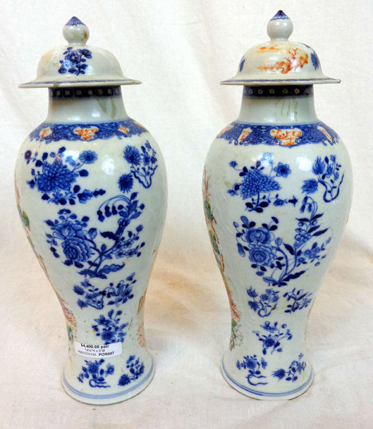 19th Century Pair of Early 19th c. Porcelain Lidded Vases