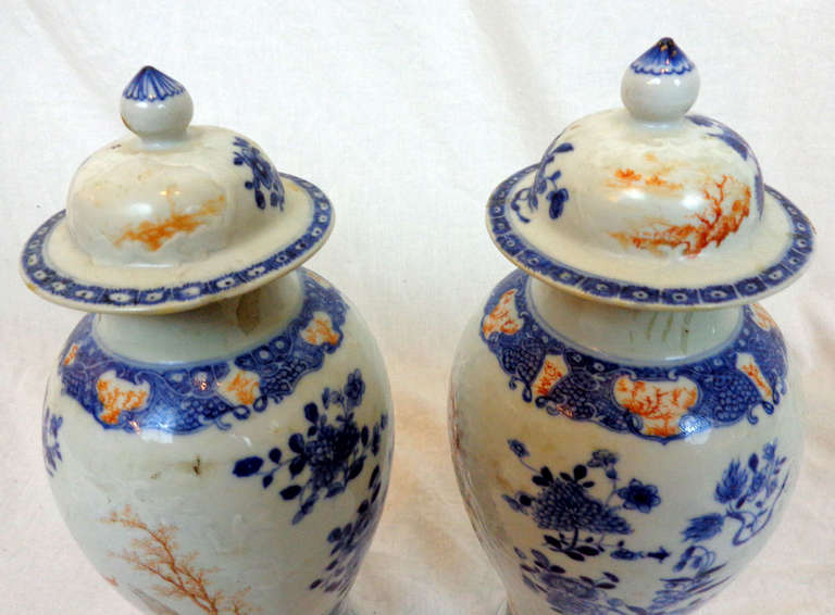 Pair of Early 19th c. Porcelain Lidded Vases 1