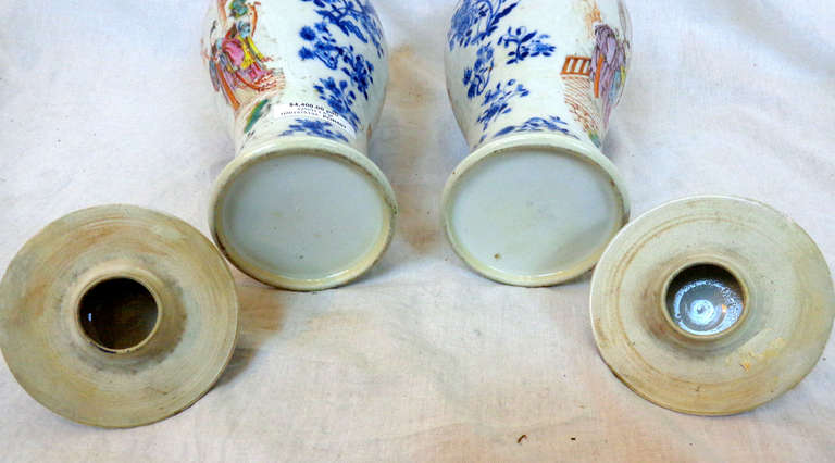 Pair of Early 19th c. Porcelain Lidded Vases 3