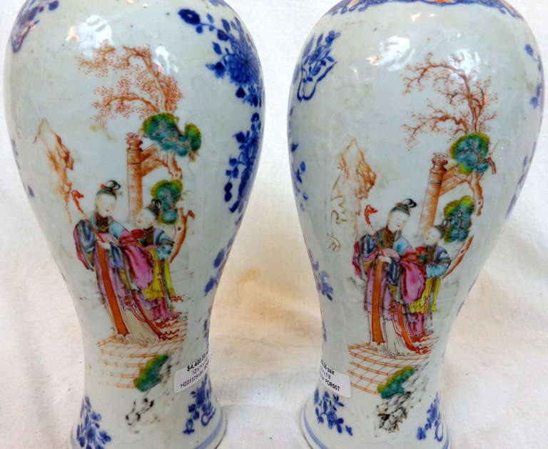 Pair of Early 19th c. Porcelain Lidded Vases 4