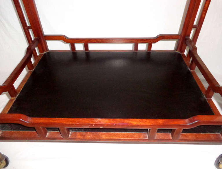 Chinese Rosewood Tea Cart In Excellent Condition For Sale In Dallas, TX