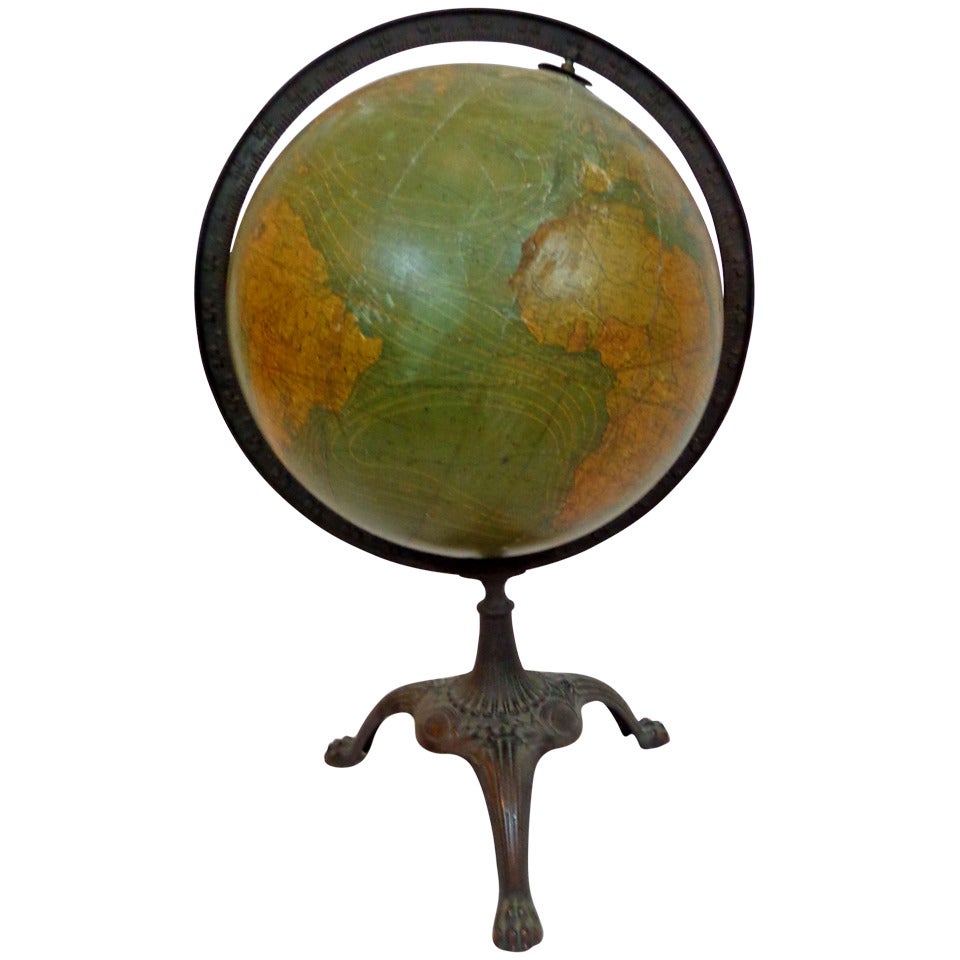 19th Century 12-Inch Desk Globe on Stand For Sale