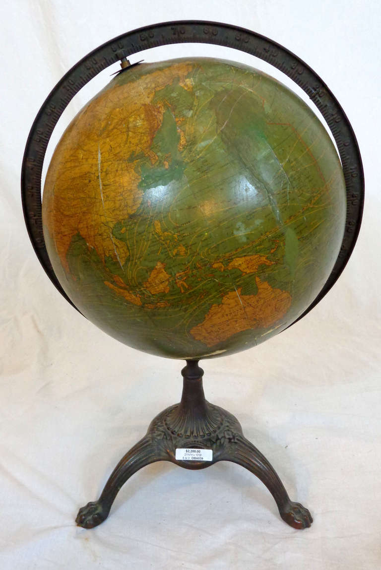 19th Century 12-Inch Desk Globe on Stand In Good Condition For Sale In Dallas, TX