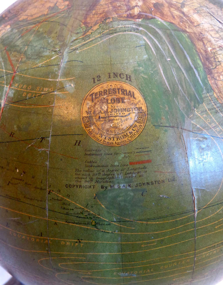 19th Century 12-Inch Desk Globe on Stand For Sale 1
