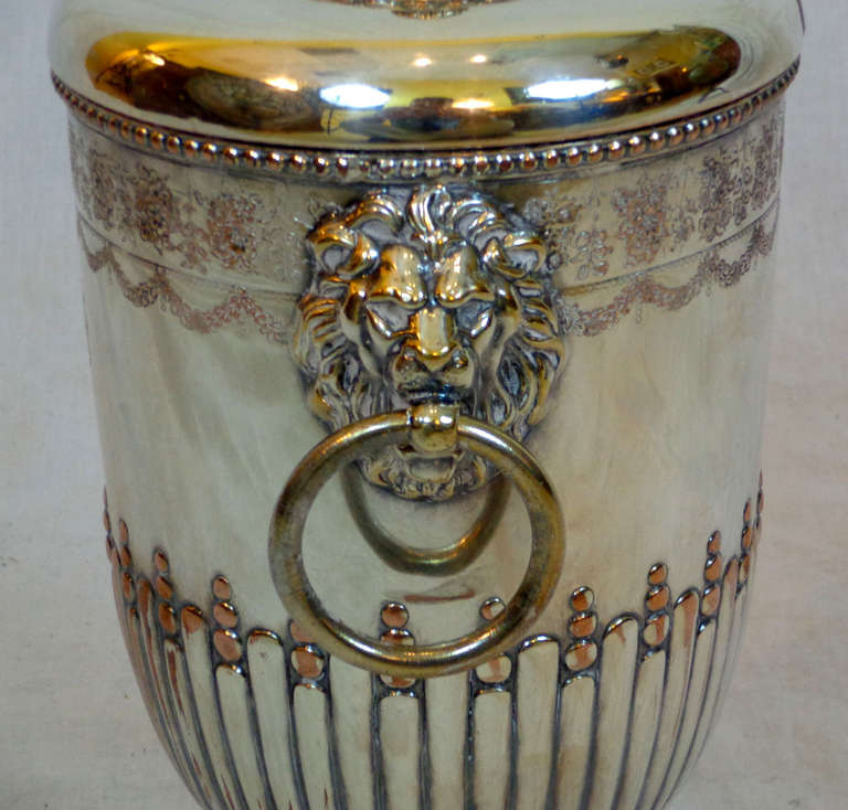 Silver Lidded Urn with Lion's Mask Handles 1
