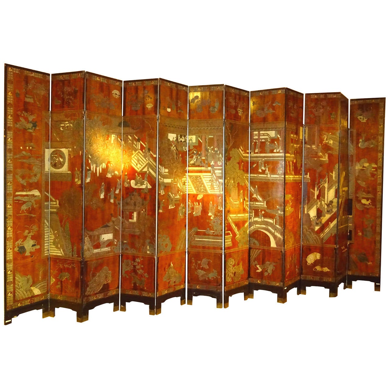 Early 18th Century Chinese Coromandel Large 12Panel Screen at 1stDibs