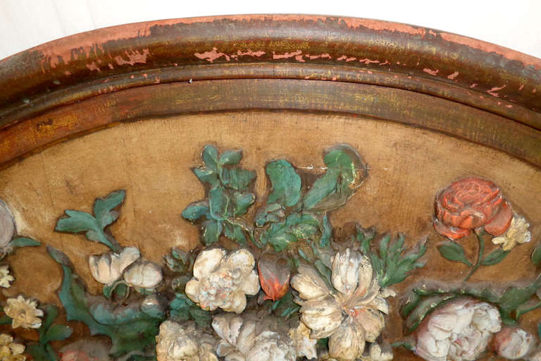 19th Century French Hand-Carved Oval Wall Relief Sculpture For Sale 4