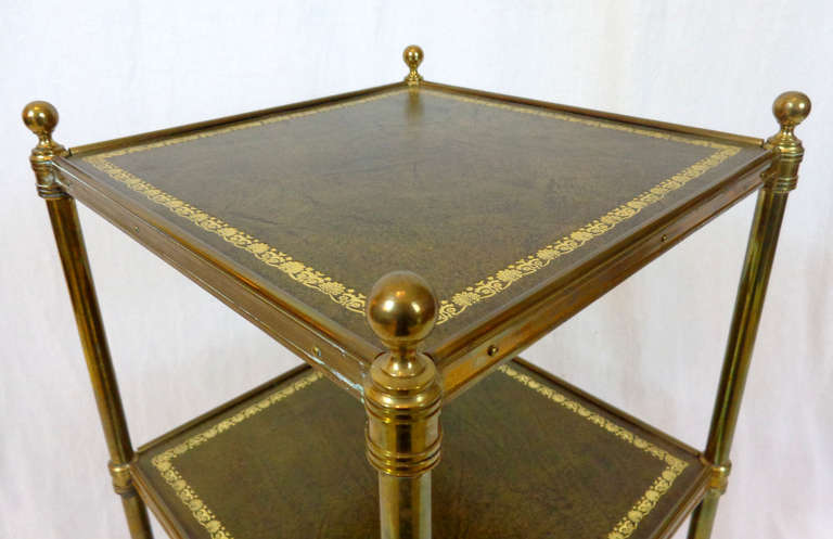 Mid-Century English Three-Tiered Brass Side Table 5