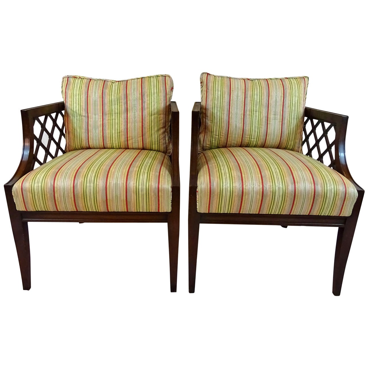 Pair of Mid-20th Century Mahogany Armchairs by Grosfeld House For Sale