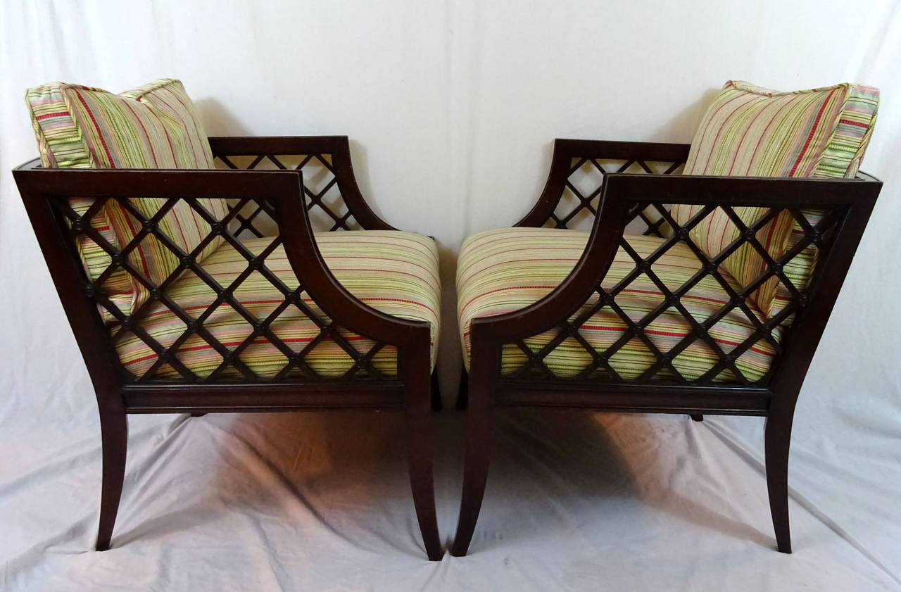 Pair of Mid-20th Century Mahogany Armchairs by Grosfeld House For Sale 2