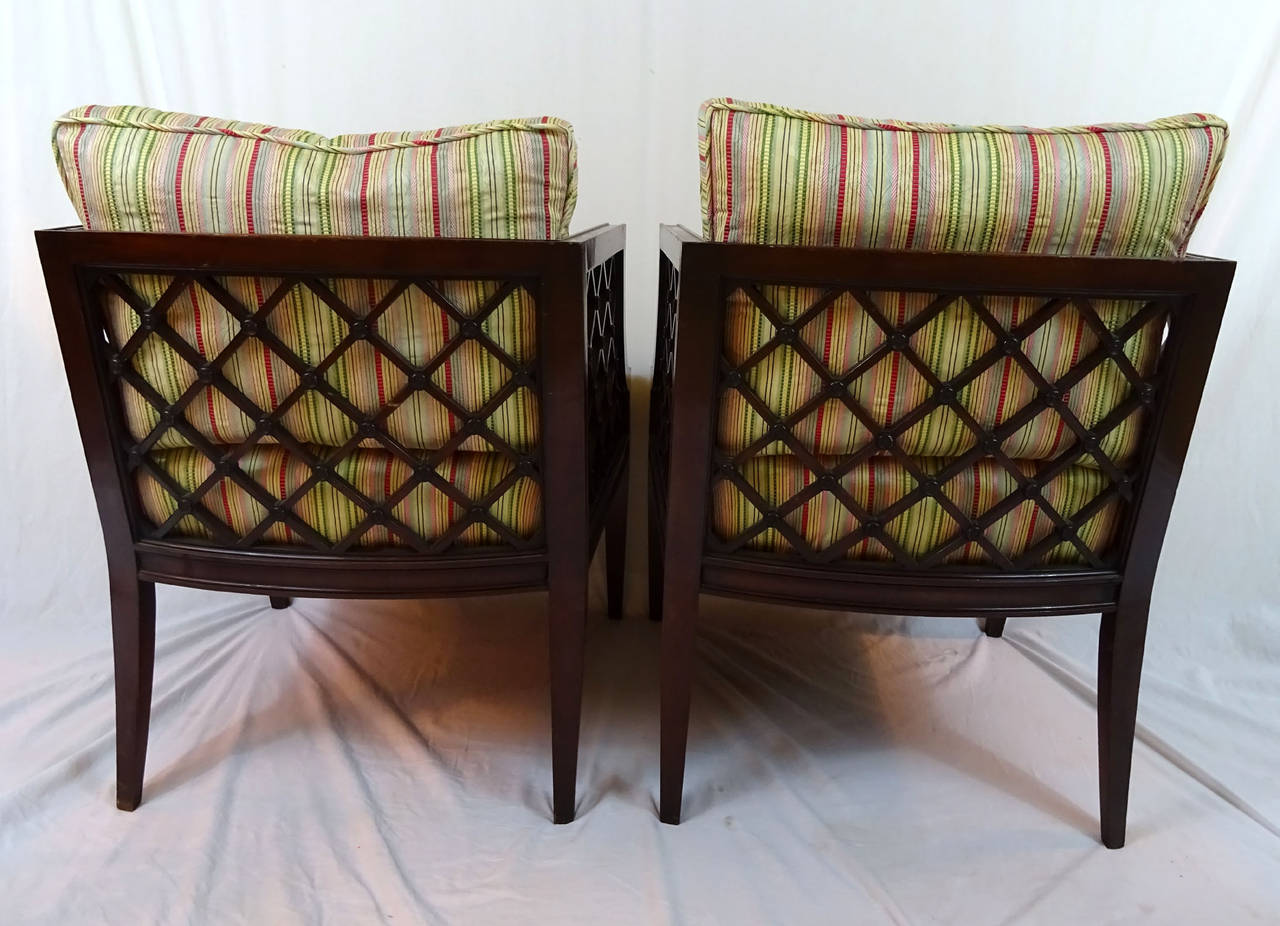 Pair of Mid-20th Century Mahogany Armchairs by Grosfeld House For Sale 3