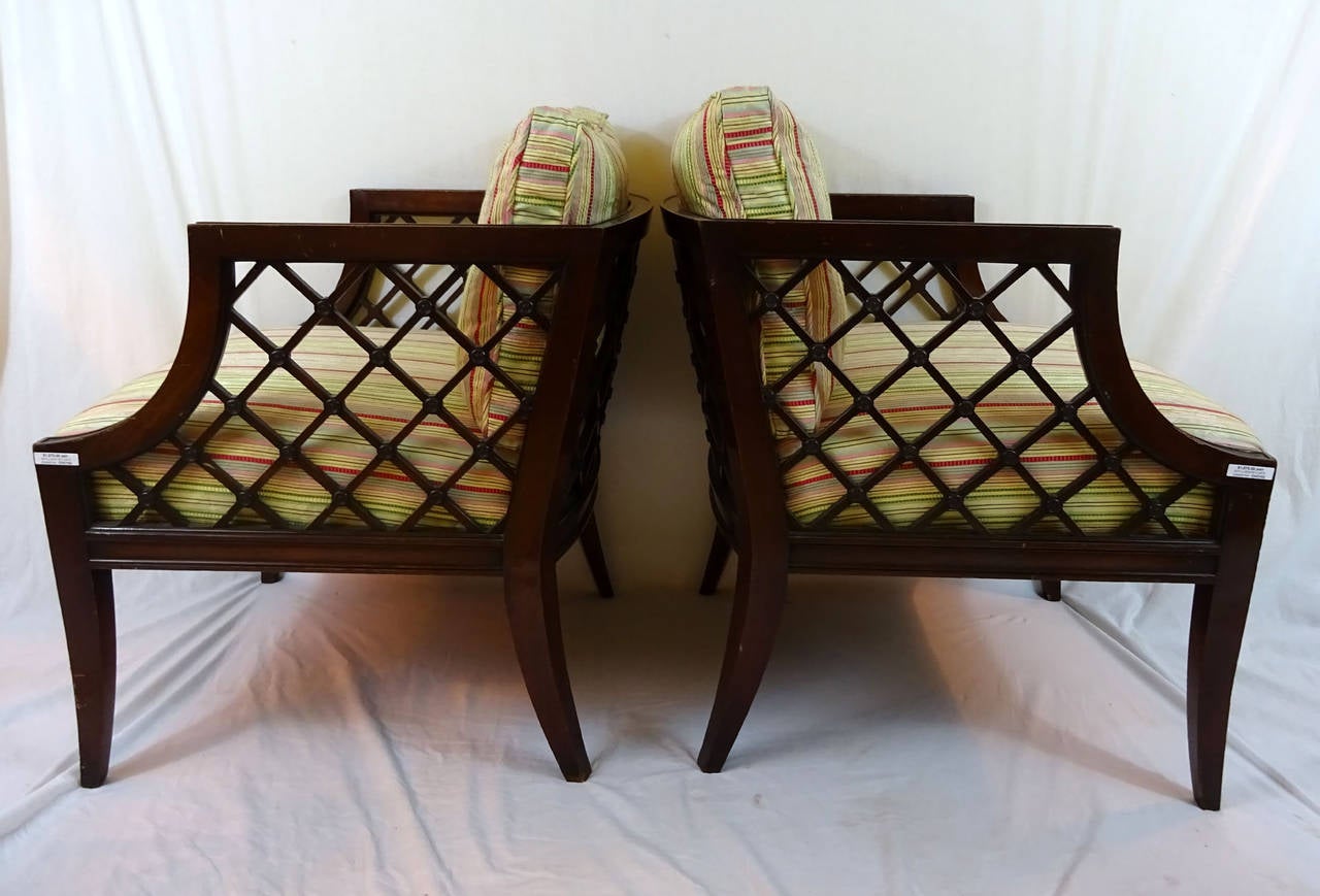 Pair of Mid-20th Century Mahogany Armchairs by Grosfeld House For Sale 5