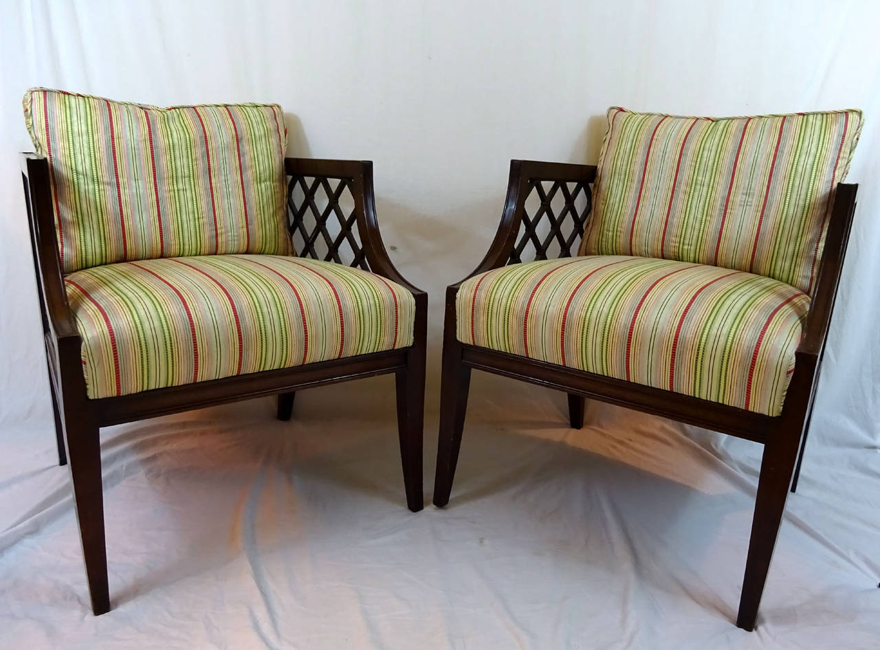 Pair of Mid-20th Century Mahogany Armchairs by Grosfeld House For Sale 6