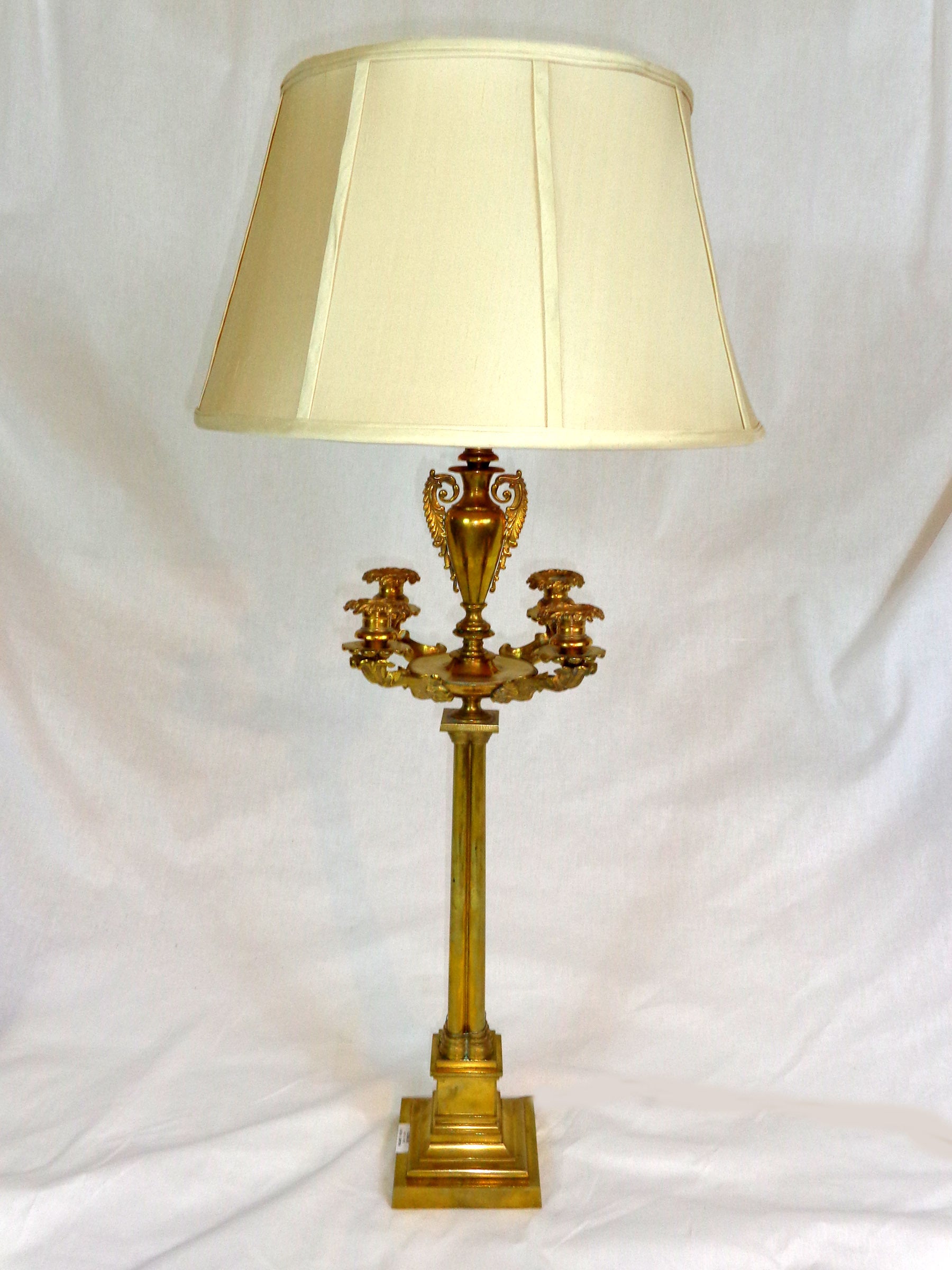 Early 20th Century Brass Candelabra Lamp For Sale