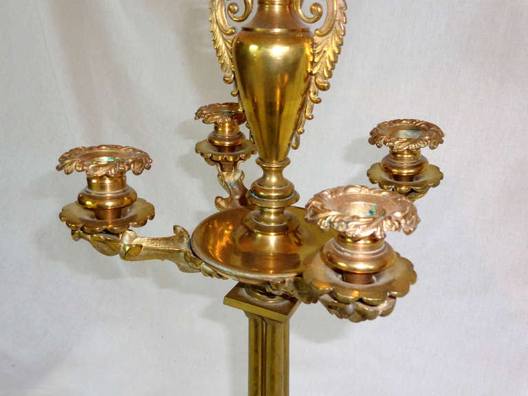 Early 20th Century Brass Candelabra Lamp In Excellent Condition For Sale In Dallas, TX