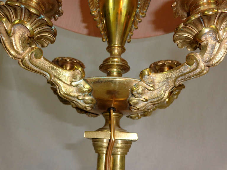 Early 20th Century Brass Candelabra Lamp For Sale 2