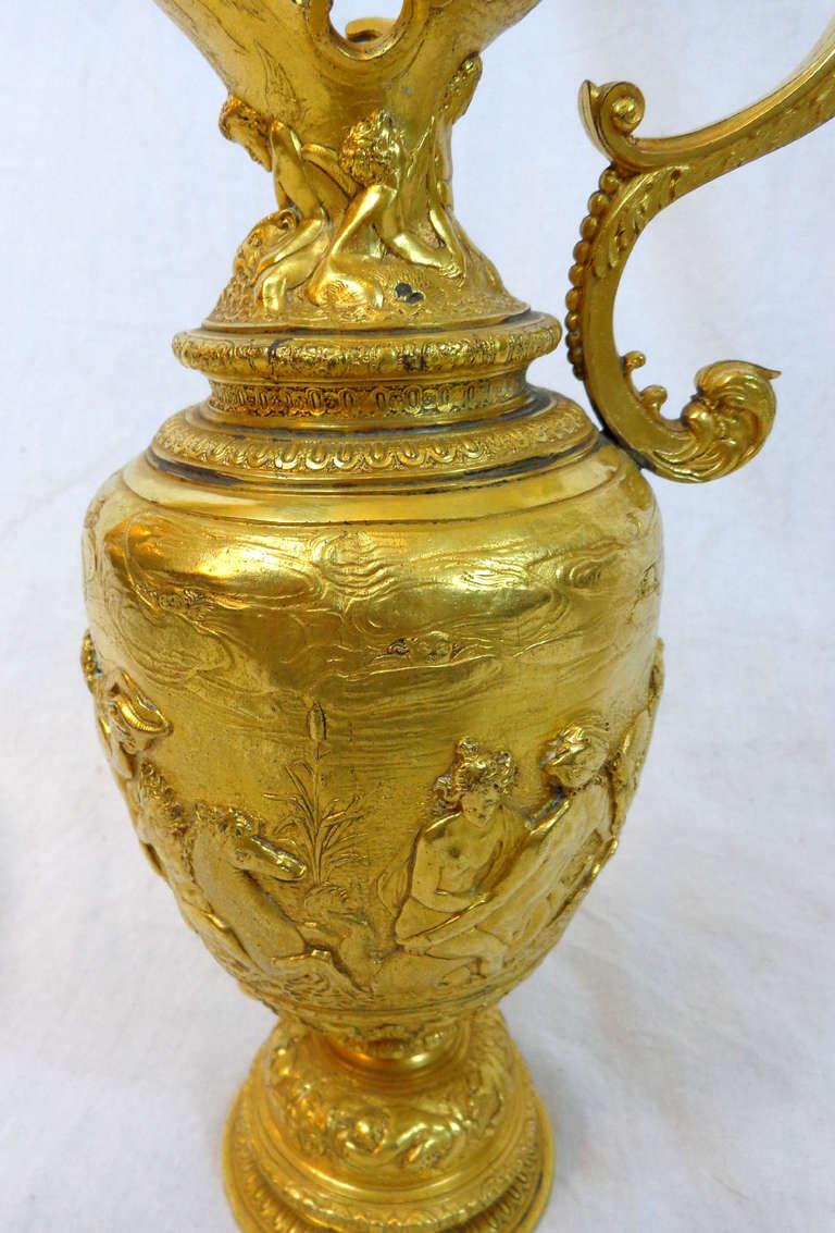 19th Century French Bronze Metal Pitcher For Sale 3