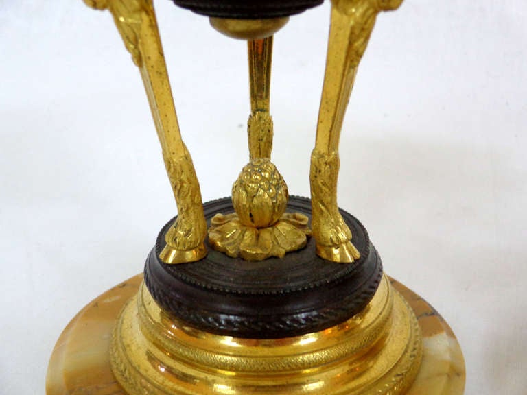 Pair of Marble and Ormolu Candlesticks with Rams' Heads In Excellent Condition For Sale In Dallas, TX