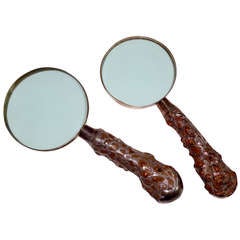 Two Magnifying Glasses with Silver and Horn Handles