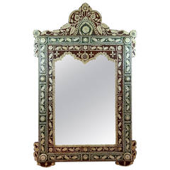 19th Century Bone-Inlaid Mirror from Damascus