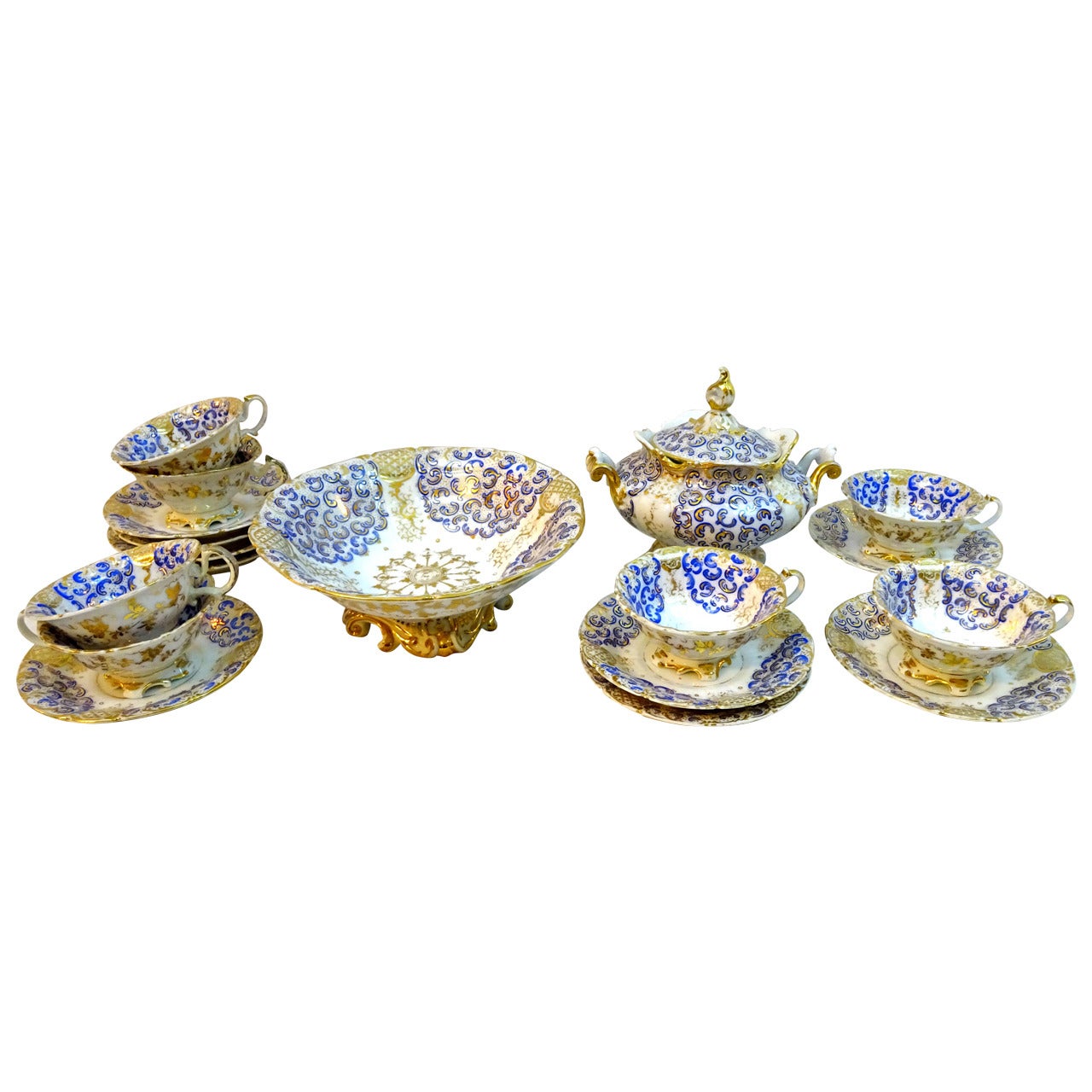 Late 19th Century English Porcelain Partial Tea Service For Sale