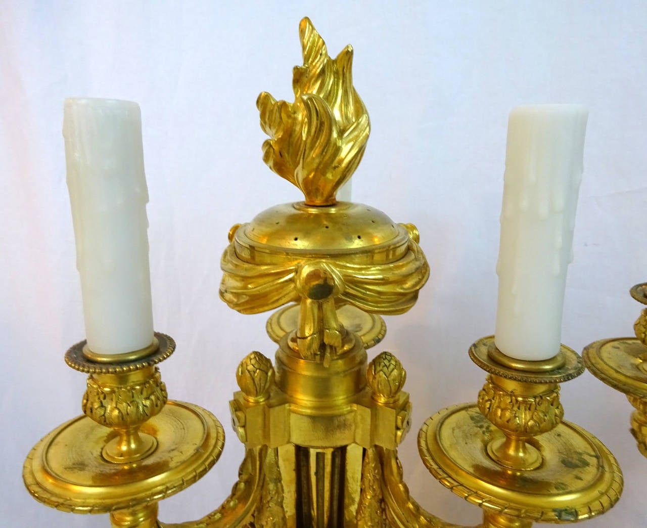 French Pair of 19th Century Louis XVI Style Candelabra Lamps with Perfumiers For Sale
