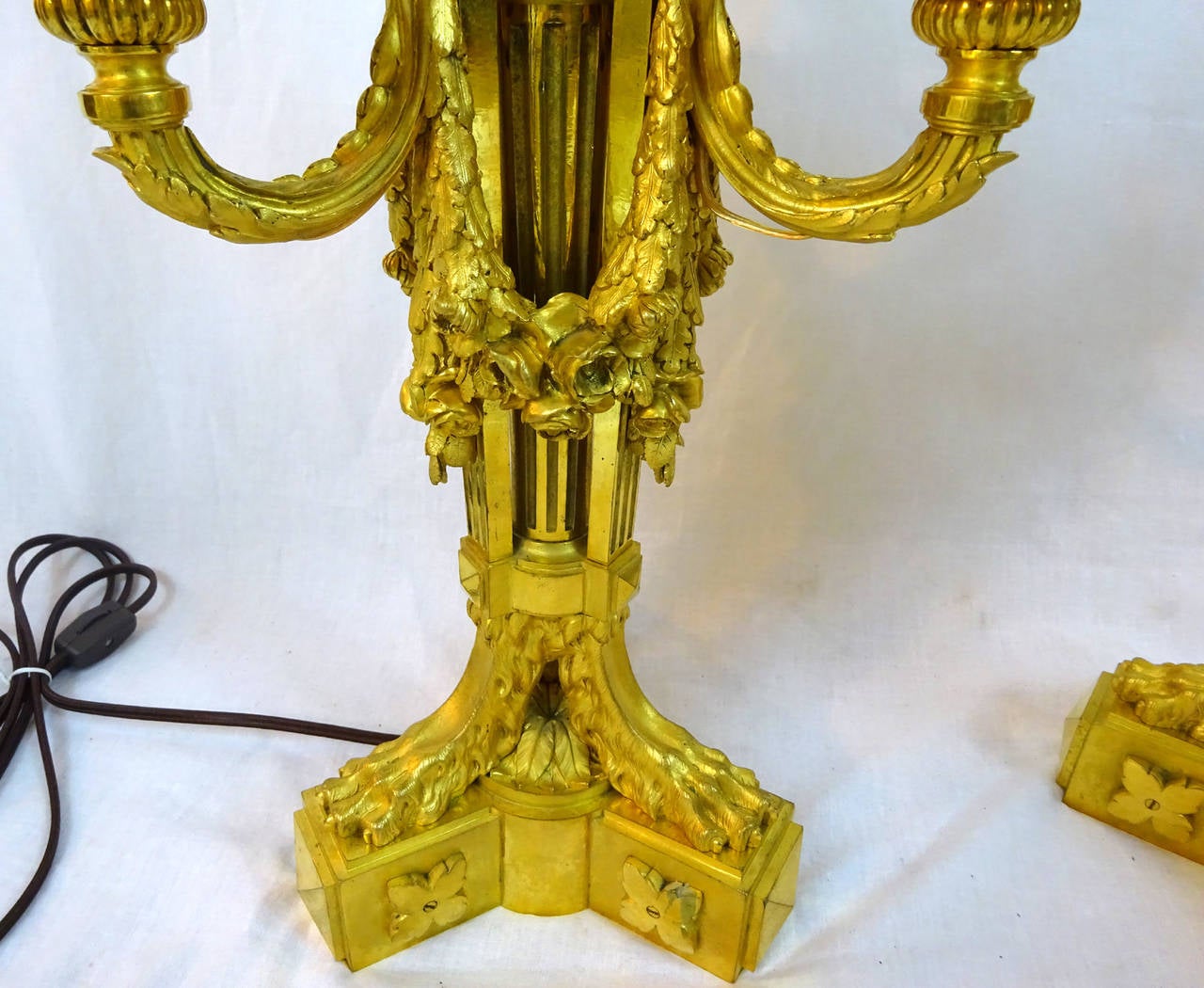 Pair of 19th Century Louis XVI Style Candelabra Lamps with Perfumiers In Excellent Condition For Sale In Dallas, TX