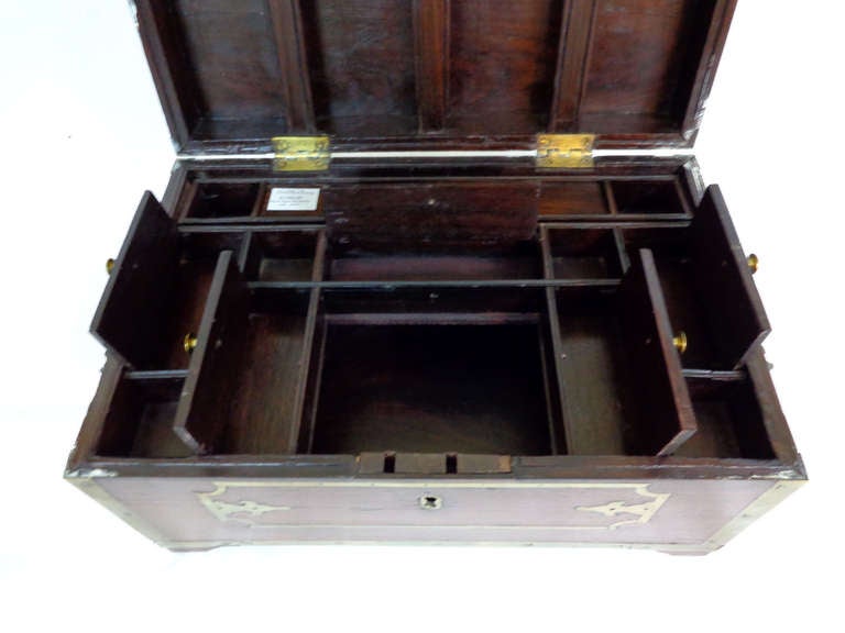 19th C. Wooden Lockbox With Brass Mounts For Sale at 1stdibs
