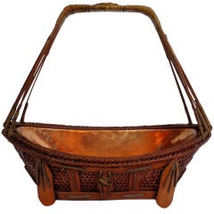 19th C. Japanese Ikebana Basket With Copper Lining