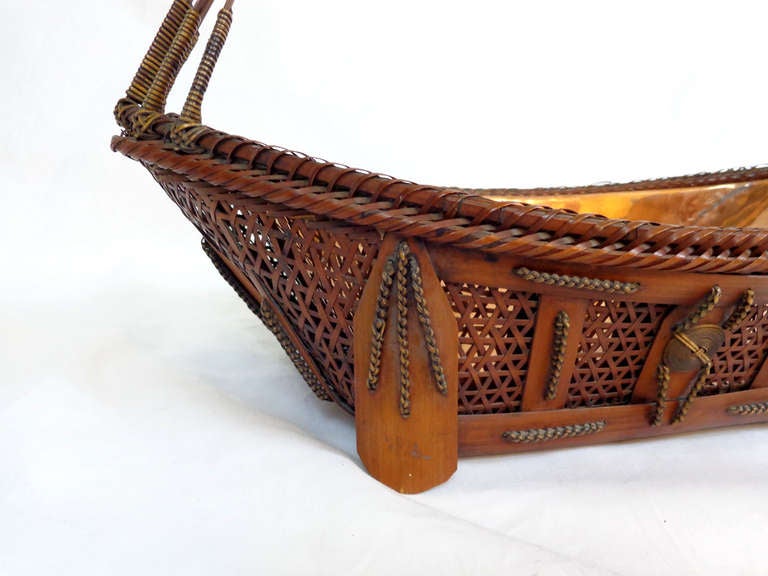 A Very Unusual Old Ikebana Basket with later copper lining. Purchased in the 1980s from Charlotte Horstman, Hong Kong.