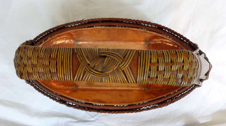19th C. Japanese Ikebana Basket With Copper Lining For Sale 5